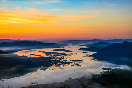 morning sunlight  Mekong River  Phu Huay Isan Sangkhom District, Nong Khai province, Thailand