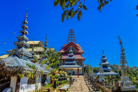 bamboo bridge.  Sutongpe Bridge. the longest wooden bridge , Mae Hong Son ,Thailand