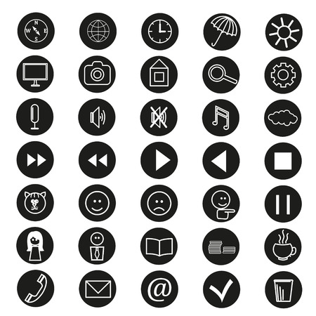 set of black icons for a site.のイラスト素材
