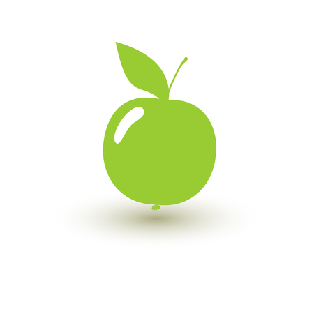 Green apple on a white background.Vector illustration.のイラスト素材