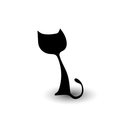 silhouette of a black cat, vector illustrationのイラスト素材