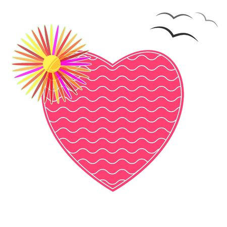 The heart of the sea waves and tropical flower.のイラスト素材