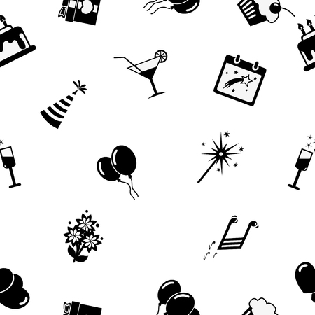 Seamless festive background with balloons, cakes, fireworks other ElementNameのイラスト素材