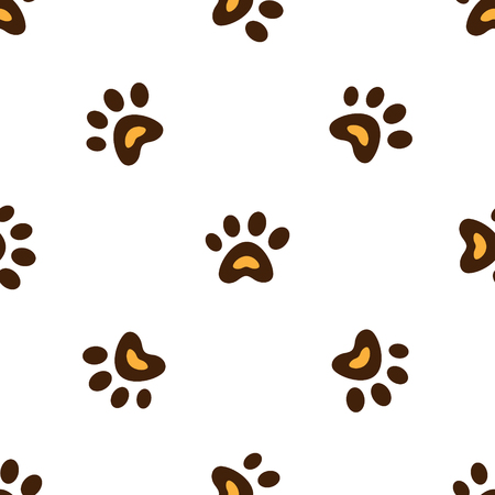 Seamless pattern with heart shaped animal footprints.のイラスト素材