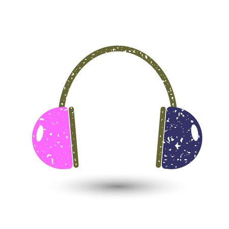 Icon bright headphones, covered in white grit.のイラスト素材