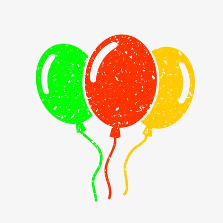 Three bright balloons, sprinkled with fine white crumbs.のイラスト素材