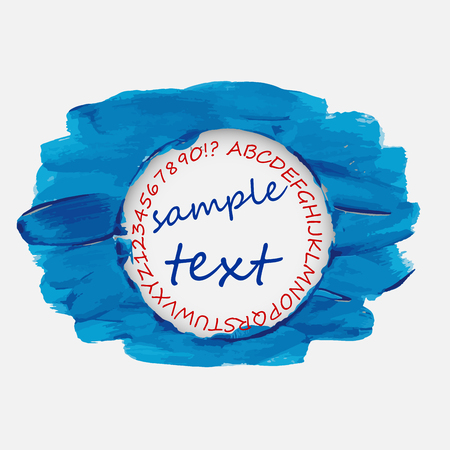 Frame for your text. Smears of blue paint. Round frameのイラスト素材