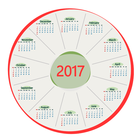 Round the calendar in 2017. Vector illustrationのイラスト素材