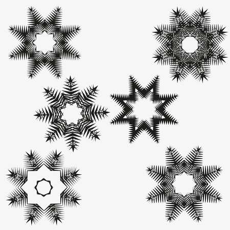 Snowflakes set on white background, vectorのイラスト素材