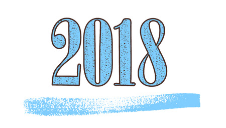 Christmas date 2018, retro style, blue textured background Vectorのイラスト素材