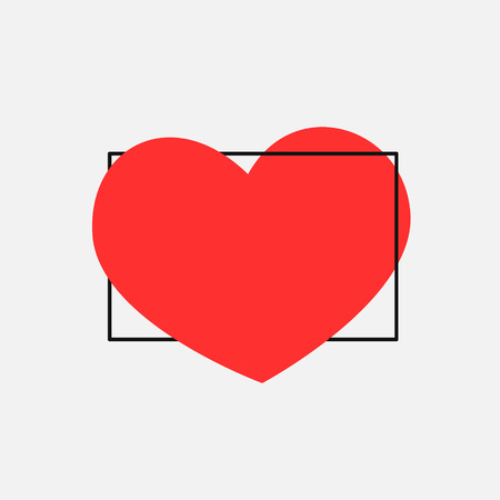 Vector Heart shape frame with brush painting isolated on white background. Heart with a simple black frame.のイラスト素材