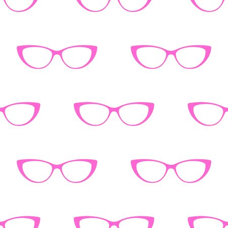 Glasses seamless pattern background. Vector cute pink glasses seamless pattern design with dots.のイラスト素材
