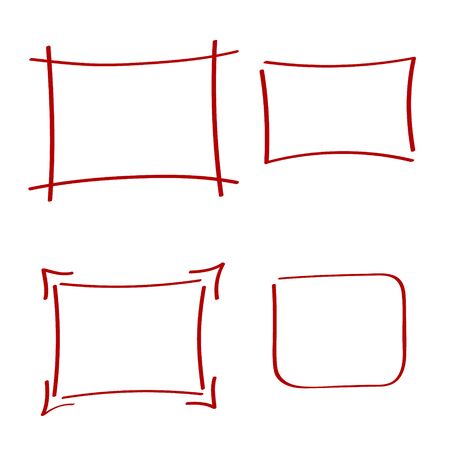 set of vector grunge frame brush strokes. Frames vector rectangular sketchのイラスト素材