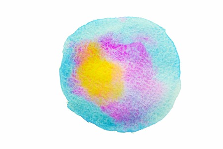 round watercolor stain. Cool blue color.の写真素材
