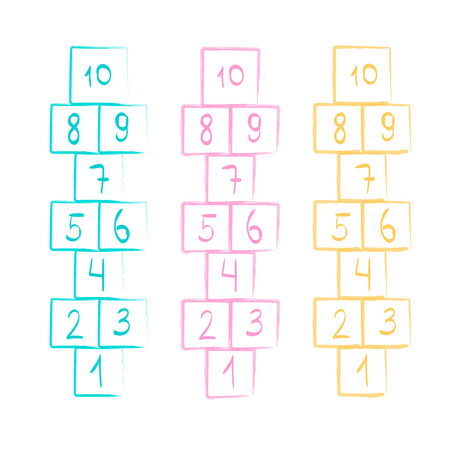 illustration with hopscotch game. Children street gameのイラスト素材