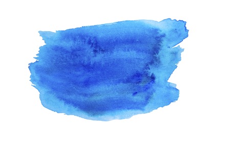 Blue watercolor spot. Watercolor texture, smudges, smears and stainsの写真素材