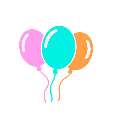 Colorful flying balloons. Vector flat icon .Holiday ballsのイラスト素材