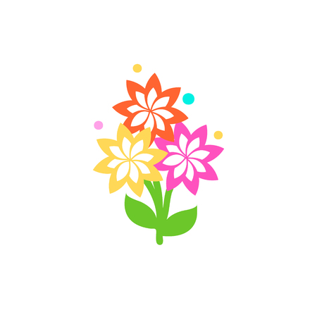 Bouquet Icon Vector. bouquet of three flowers. Color flat iconのイラスト素材