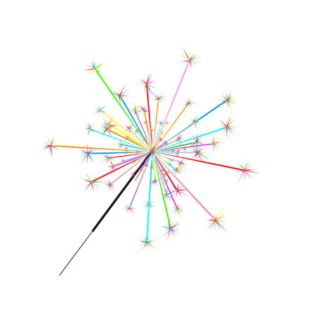 Bengal or indian light sparkler, Bright sparks , Bengal fire firework isolated . Salute element for celebration of holidays and parties, weddings and birthdays. Fireworks iconのイラスト素材