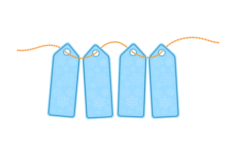 cardboard sale labels. Christmas labels with brush rope. Vector.のイラスト素材