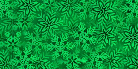 Green background with large green snowflakes. Vectorのイラスト素材