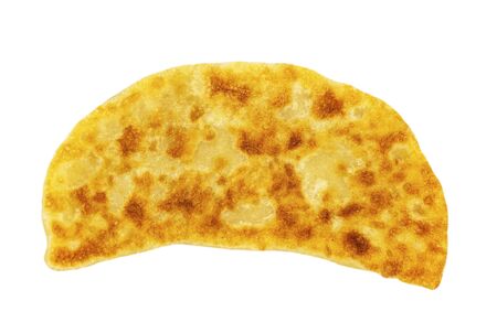 Fried pie with meat filling. Isolated on a white backgroundの写真素材