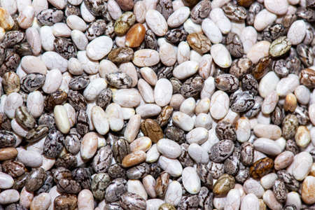 Organic Quinoa (Chenopodium quinoa) seeds Macro close up background texture. Top view.