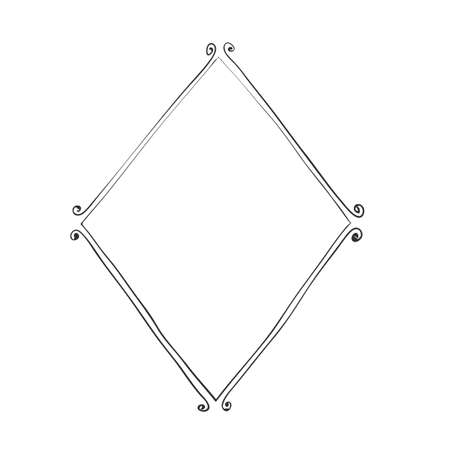 Photo frames vintage, Doodle style. Frame set. Square, round and rectangular frames decorated with curls.のイラスト素材