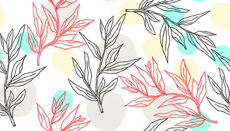 Seamless background of plant branches with leaves. Vectorのイラスト素材