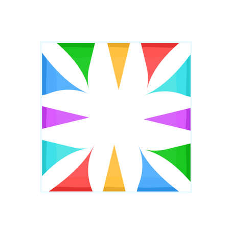 The frame is square with multicolored flags. Triangular colored flags adorn the square frame. Vector...