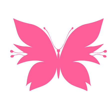 Colored butterfly silhouette. Template for printing, vector illustration, icon. Butterfly with open wings, top viewのイラスト素材
