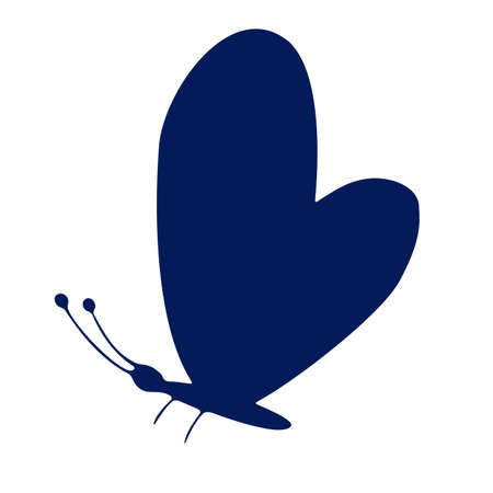 Colored butterfly silhouette. Template for printing, vector illustration, icon. Butterfly wings side viewのイラスト素材
