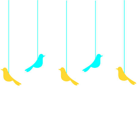 Garland of paper birds. Wall decoration, poster. Vector illustration of a bird.のイラスト素材