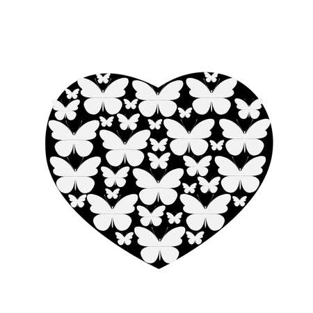 A heart of butterflies. Vector illustration.のイラスト素材