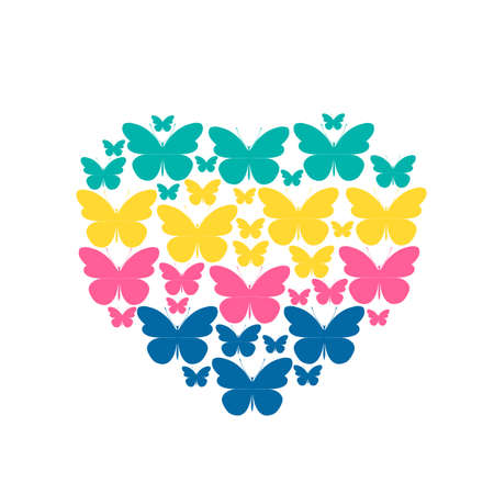 A heart of butterflies. Vector illustration.のイラスト素材
