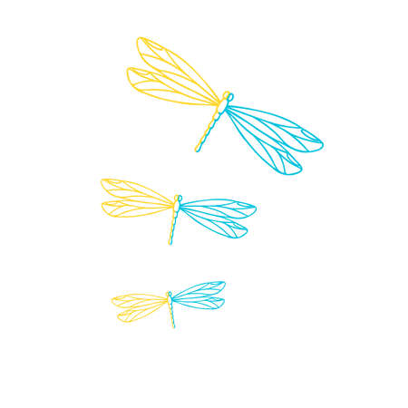 Dragonfly jewelry. Three dragonflies. Vector illustration.のイラスト素材
