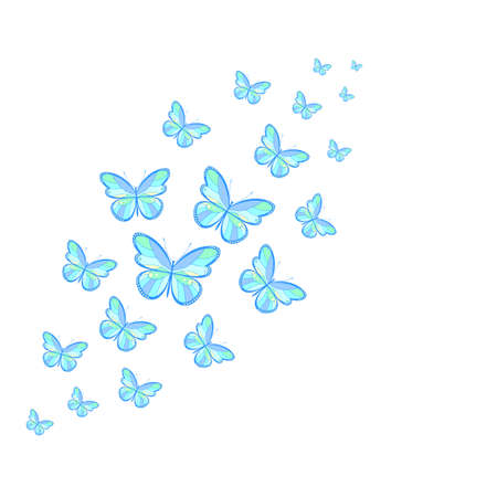 A flock of flying butterflies. Decoration for a postcard, packaging, website page. Vector illustration.のイラスト素材