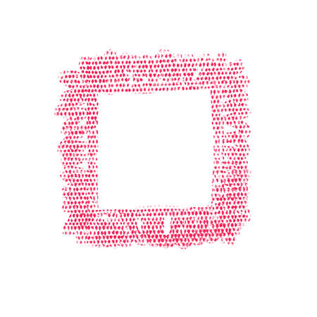 Frame painted on canvas with red oil paint.の写真素材