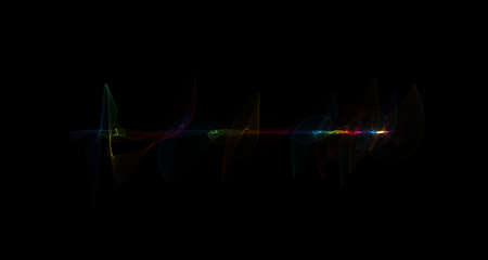 Multi-colored transparent color line with splashes of color. Sound wave.