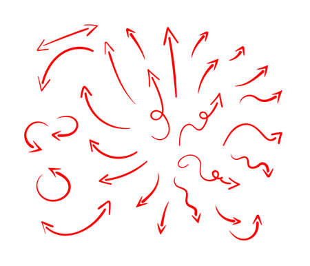 set of arrows drawn by hand. A sketch of different arrows. fine linesのイラスト素材