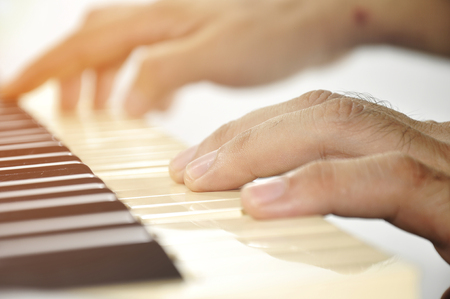 Hand of musician play Piano keyboard.の写真素材