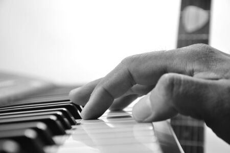 Close up Hand of musician play jazz music.