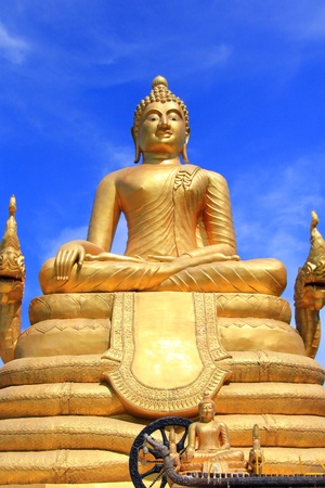A 12 meters high Big Buddha Image, made of 22 tons of brass in Phuket,Thailandの写真素材