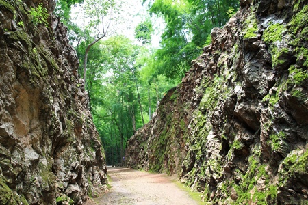 Hellfire Pass Trail, Death Railway - The Second World War memorial in Kanchanaburi, Thailandの写真素材