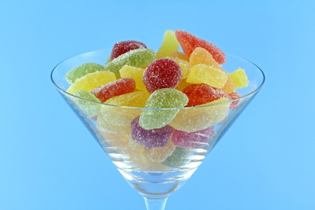 A macro photo : assortment of colorful fruity chewy sweet and sour candyの写真素材
