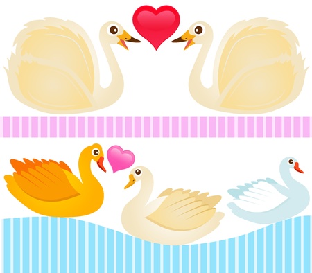 A colorful Theme of cute vector Icons : Ducks, Goose, Swan のイラスト素材