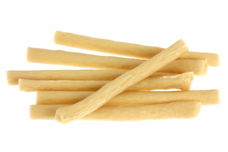 Yummy Dog Treats  Dog Food, Dog Chews, Snack  Chicken Munch sticks, Chicken flavor, isolated on whiteの写真素材