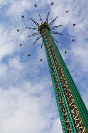 World s highest flying swing   The Prater Tower  Praterturm , 117 meters, at Prater Amusement park in Vienna, Austriaのeditorial素材