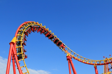 Boomerang, a Roller Coaster ride at 85km h  53mph  at Prater Amusement park in Vienna, Austriaのeditorial素材
