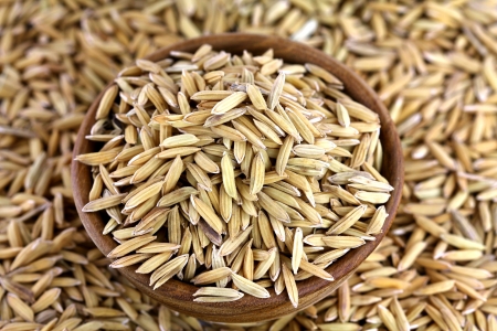 Organic unhusked rough Asian rice with Chaff